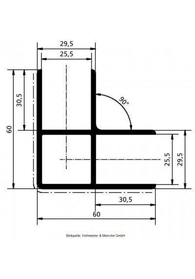 Bordwandprofil / Einfassprofil, Eckprofil 90 Grad eloxiert