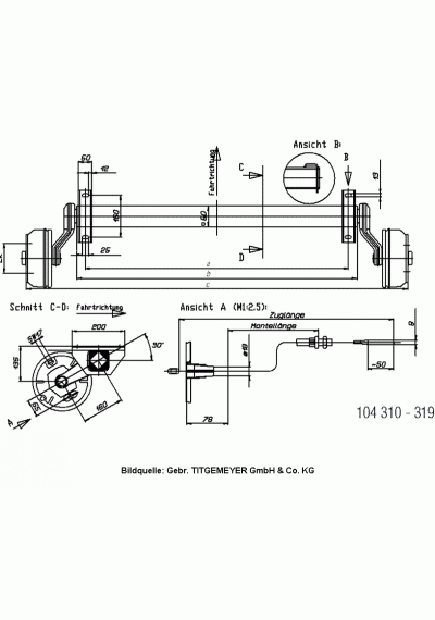 Nieper ACHSE GFA 1350 S2005RA FL.1450 Auflagenmitte: 1000 mm